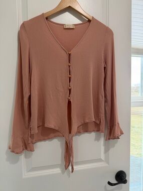 Small altar’d state Button Down, Tie Front, Long Sleeve Top